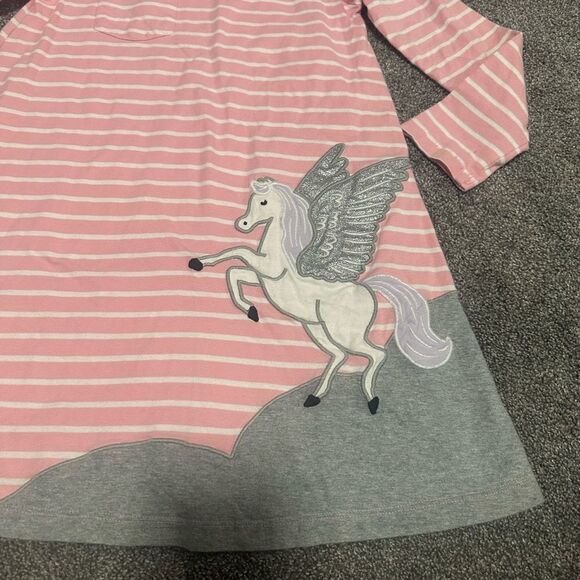 Hanna Andersson Pegasus Striped Appliqué Dress Sz 130cm - Picture 4 of 6